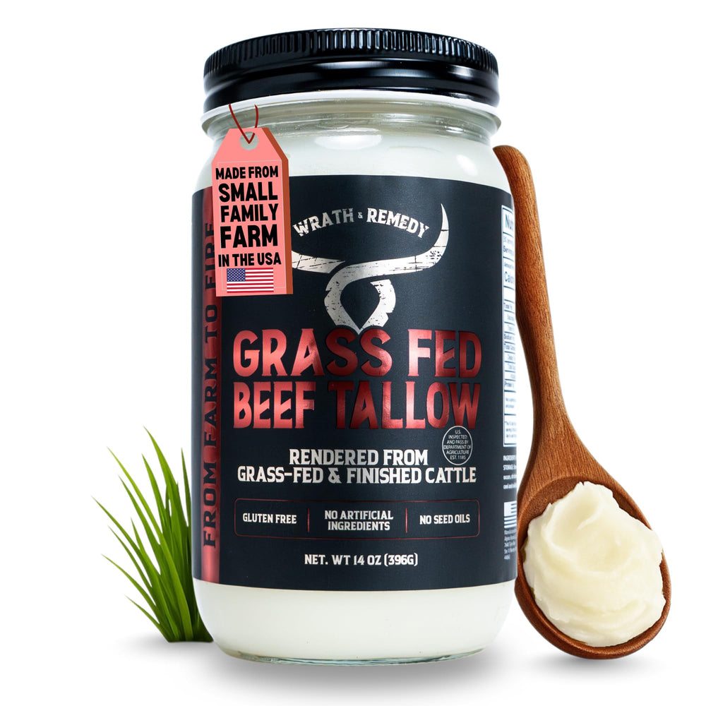 Wrath & Remedy beef tallow 14oz pack for versatile cooking and high-heat searing