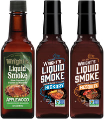 Wright's Liquid Smoke Applewood bottle close-up for quick smoky flavor enhancement