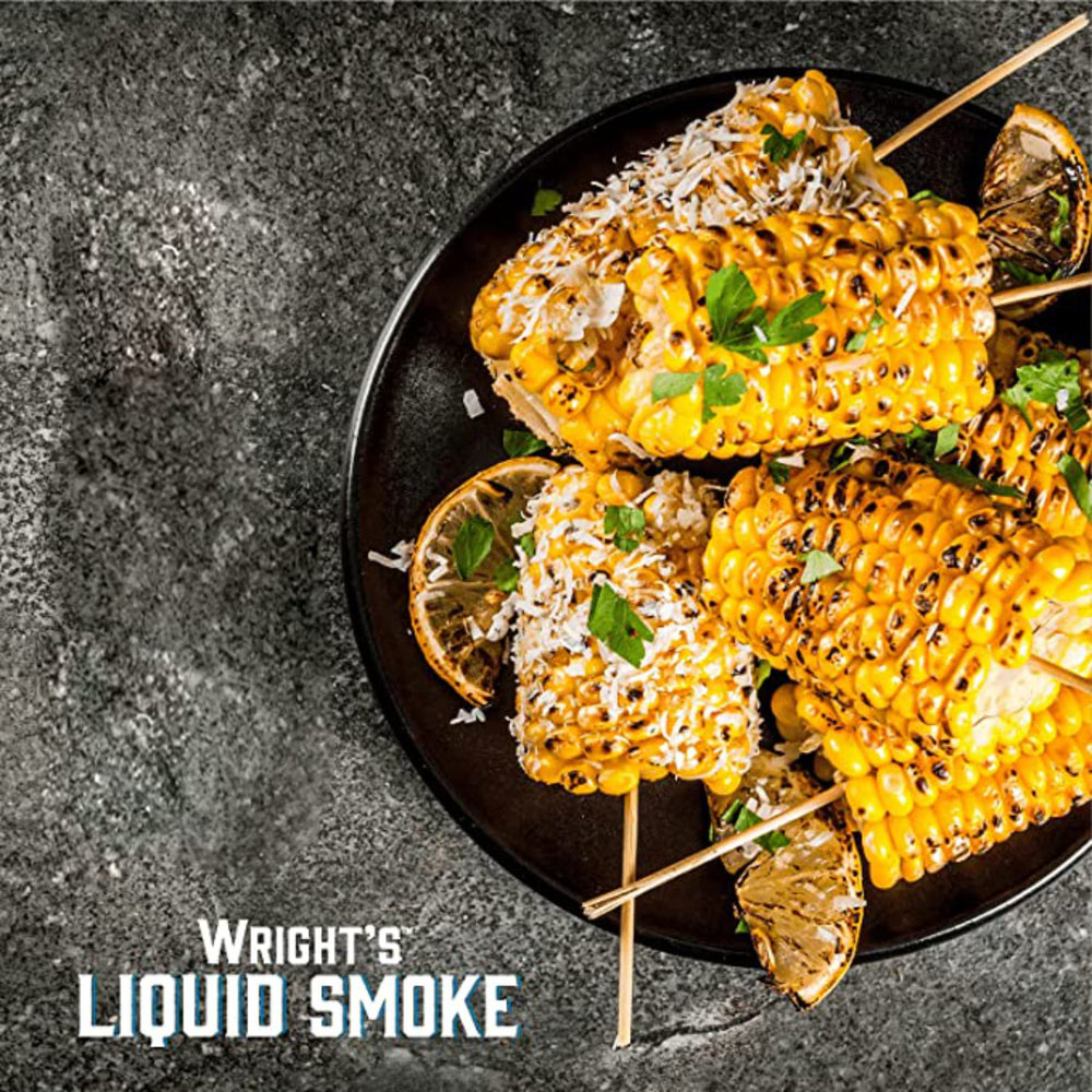 Sizzling steak with Wright's Hickory smoke drizzle