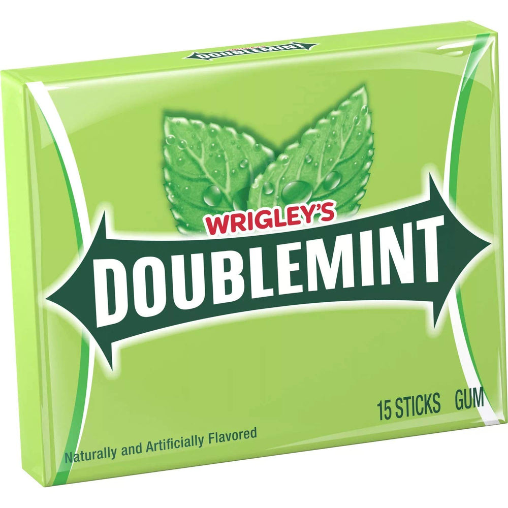 Close-up of Doublemint gum pieces showing texture and portable chew for quick flavor