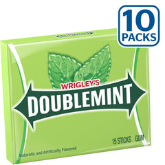 Wrigley's Doublemint mint flavor label signals a timeless refreshment.