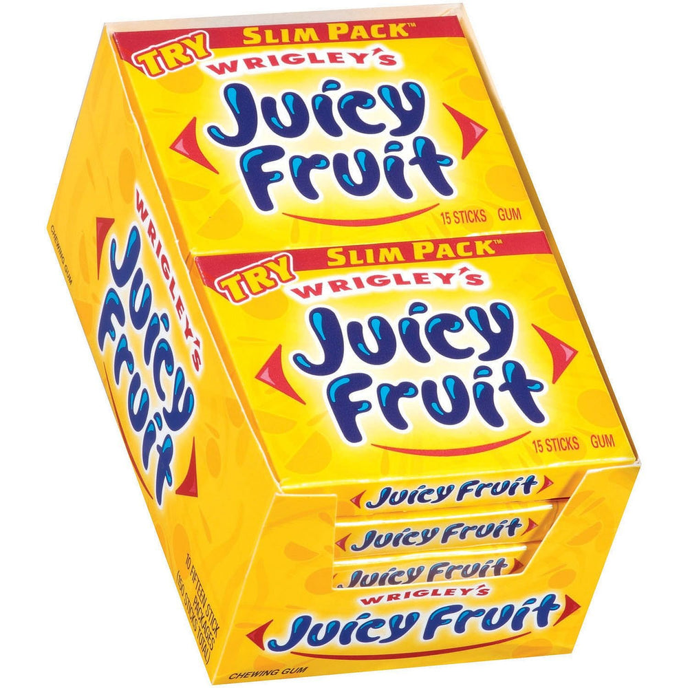 Wrigley’s Juicy Fruit gum 10-pack front view, pocket-friendly freshness for daily use