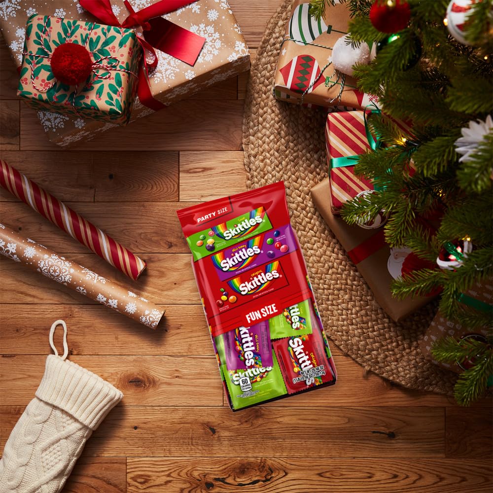Wrigley's Skittles Christmas party setup, eye-catching party favors