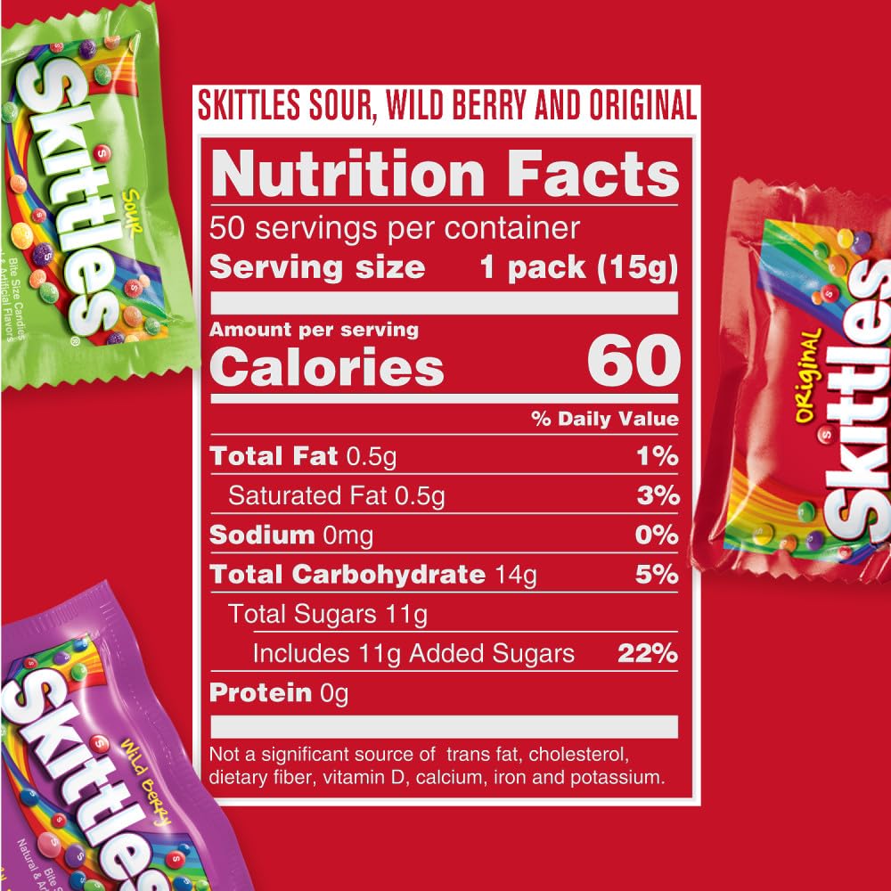 Wrigley's Skittles Original close-up, bright candies for sharing during holidays