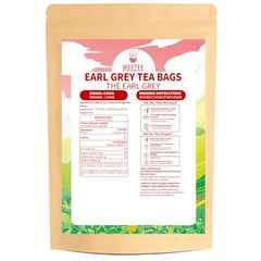 Closeup of WT WEETEE Earl Grey tea bags showing each bag and texture.