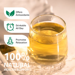 WT WEETEE decaf green tea bags steeping to release a smooth, refreshing scent.