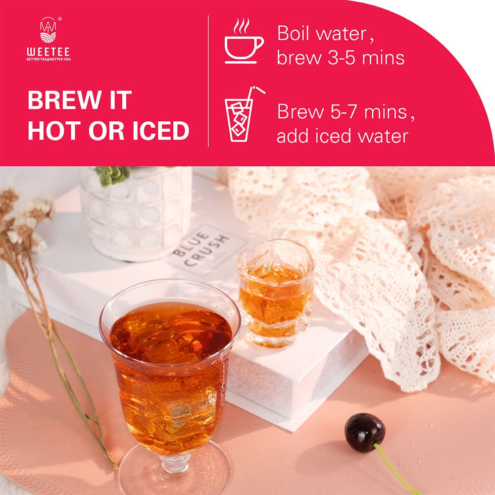 WT WEETEE decaf tea bags in compostable packaging highlights sustainable choice.