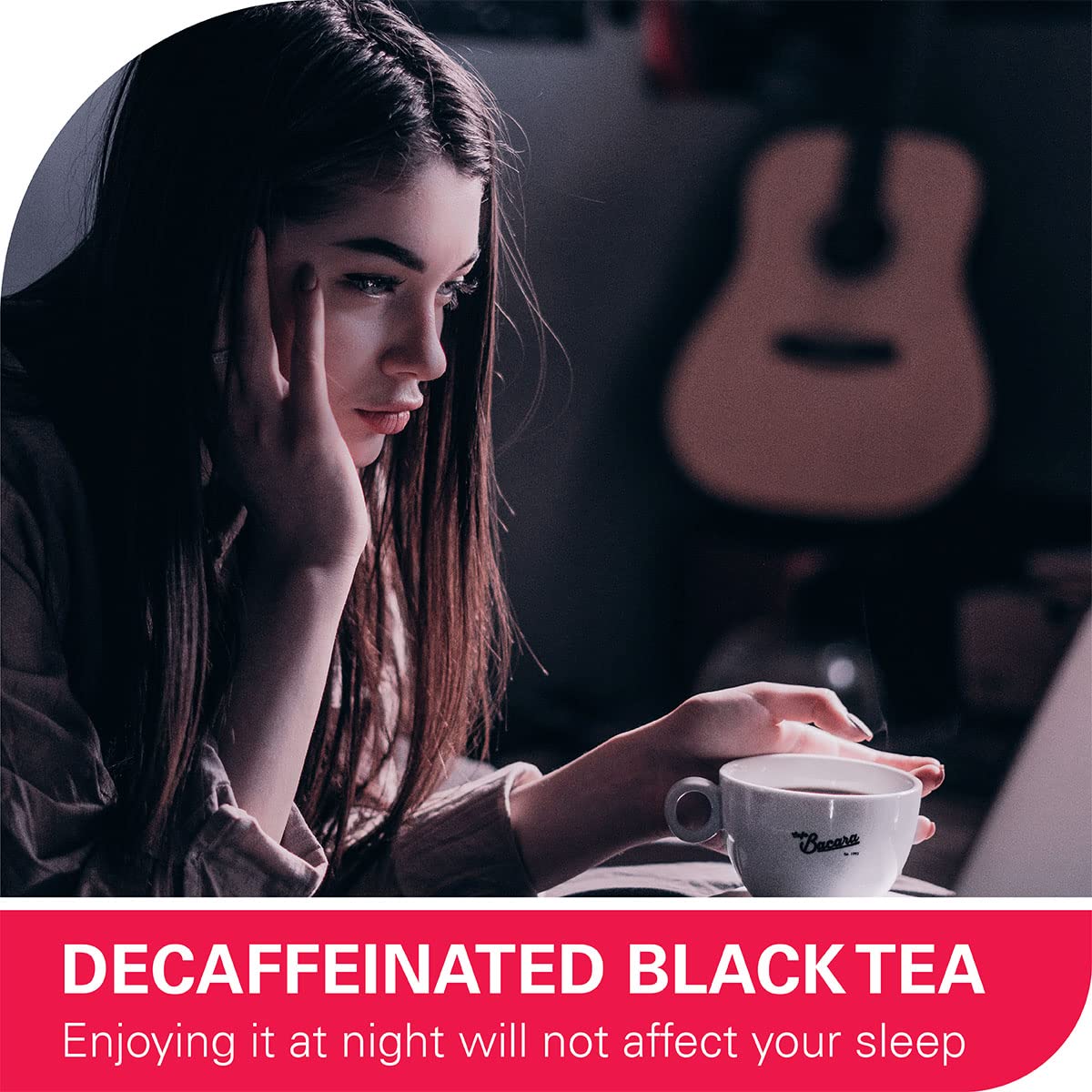 WT WEETEE organic decaf tea color in cup reflects bright, inviting brew.