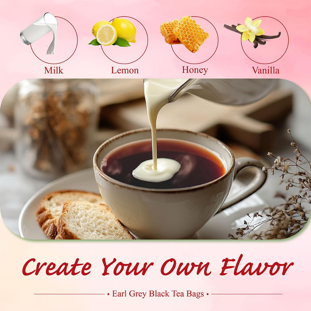 Product shot of WT WEETEE Earl Grey tea bags for catalog use.