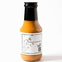Wu Dressing Original Ginger bottle front, authentic all-natural recipe ideal for salads.