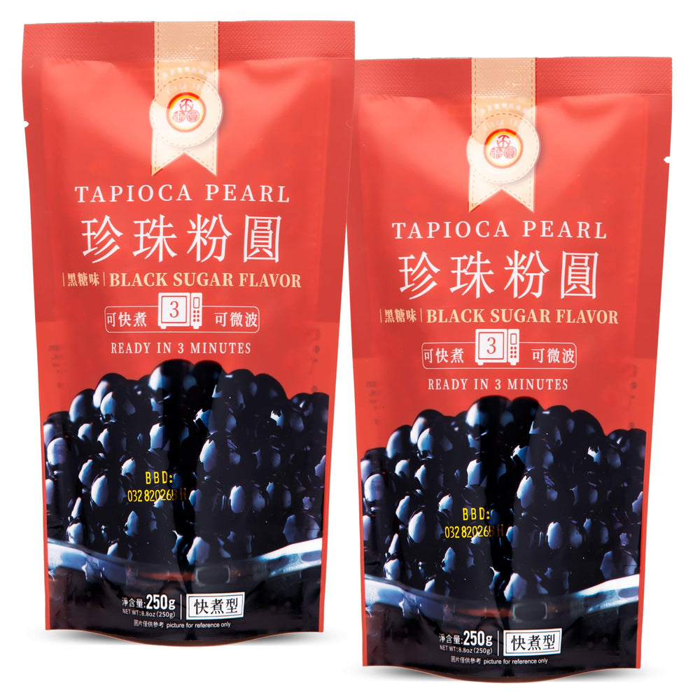 WuFuYuan boba pearls black sugar flavor packaging front for quick tea at home