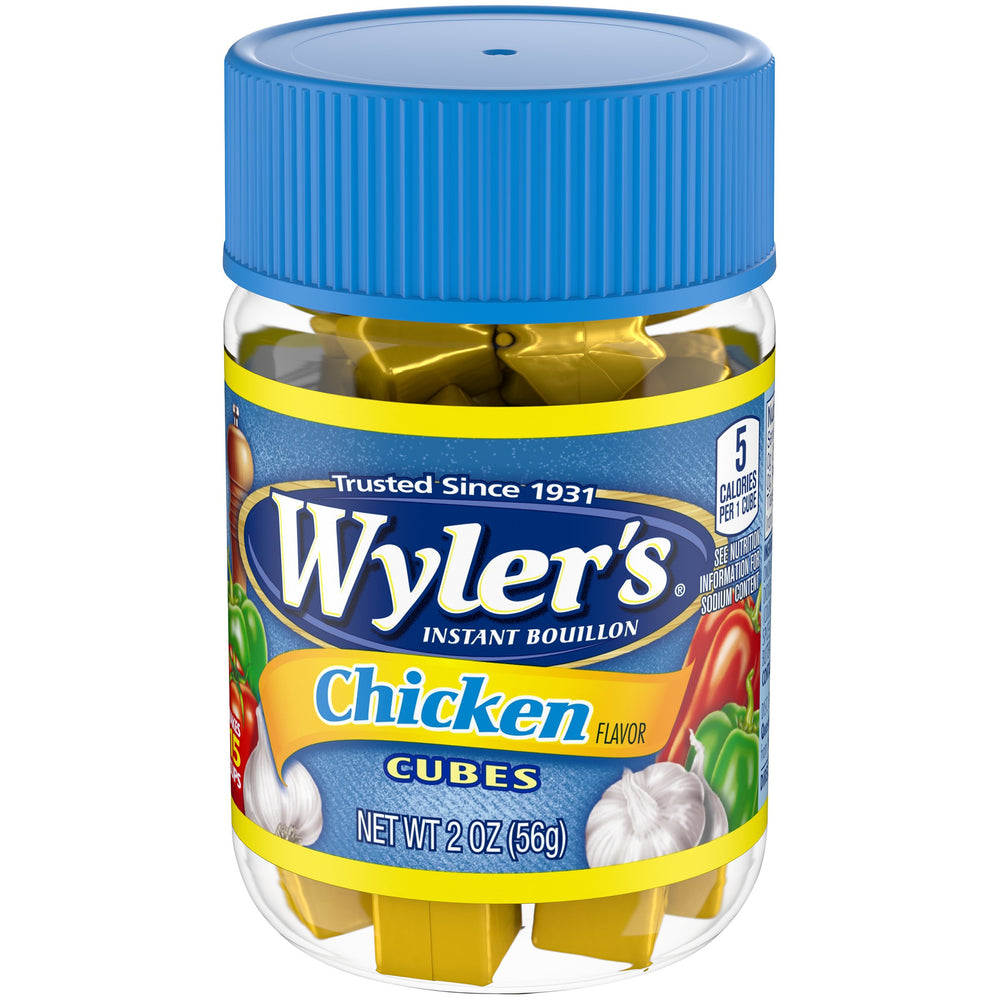 Closeup of Wyler's chicken cubes shows small flavorful granules