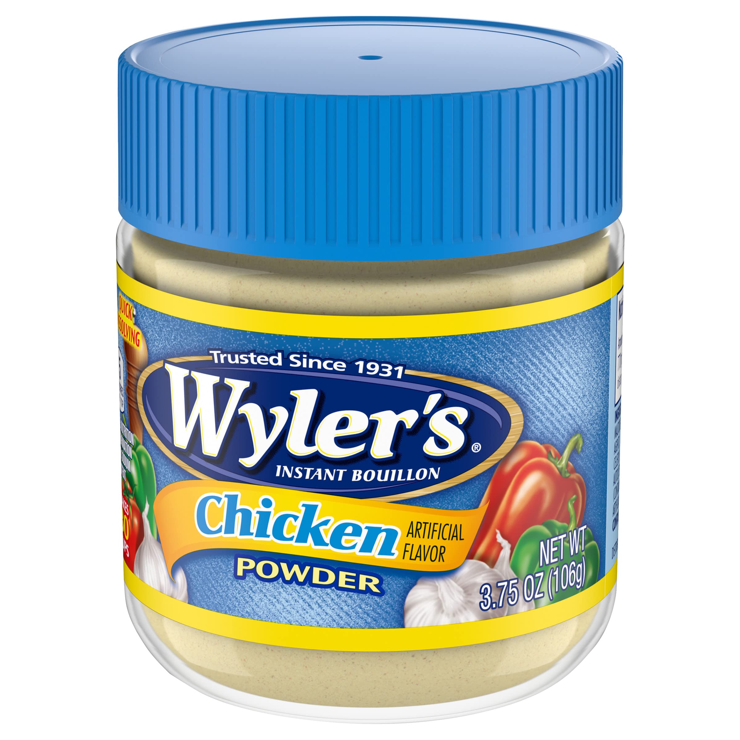 Wyler's chicken broth powder warming in a small pot.