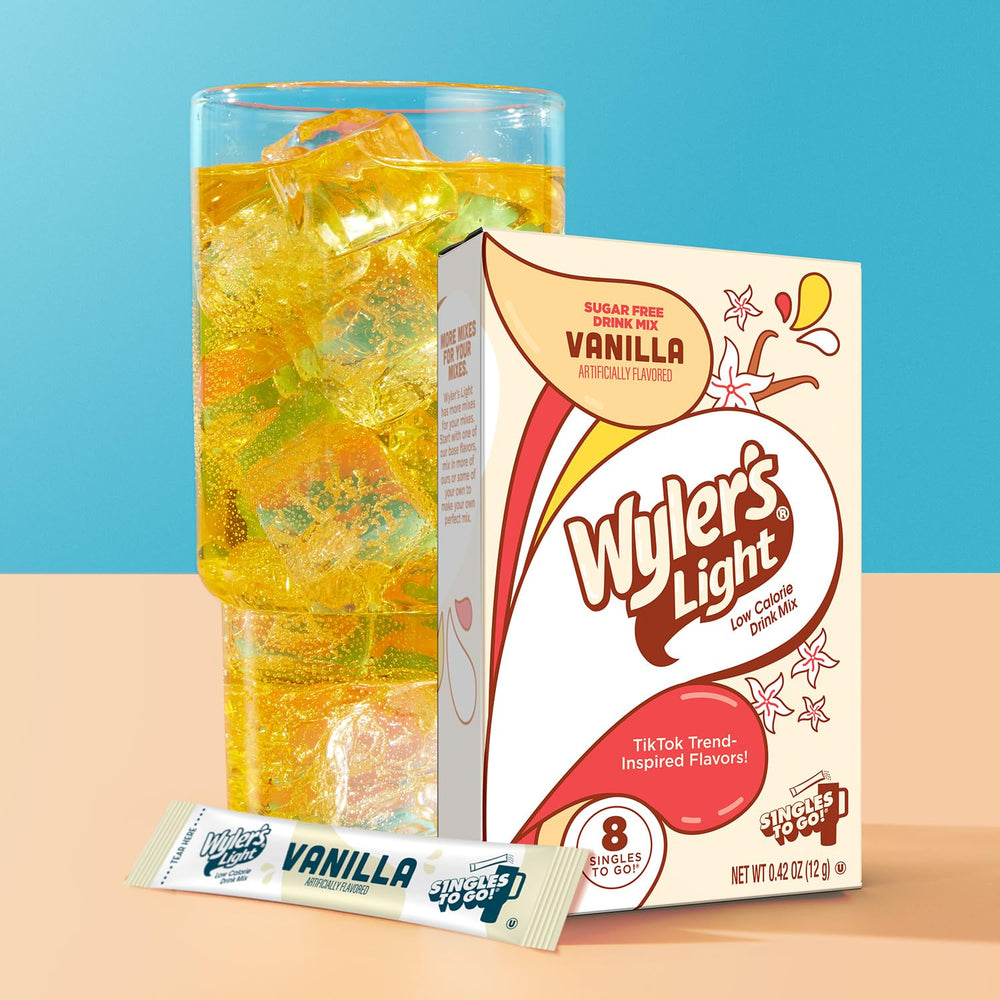 Wyler's Light 12-box case Vanilla, great for family hydration at home or work.