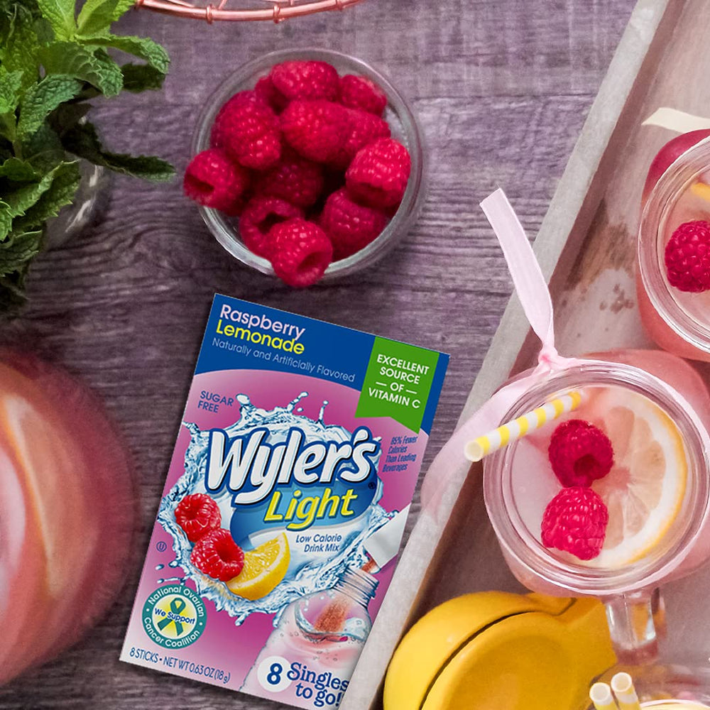 Wyler's Light Raspberry Lemonade set delivering 96 servings in case.