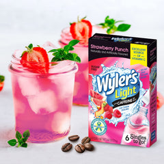Wyler's Light Strawberry Punch caffeinated box showing six packets for convenient hydration