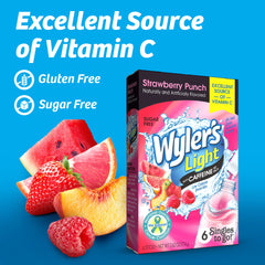 Close-up of Wyler's Light Strawberry Punch powder dissolving in water