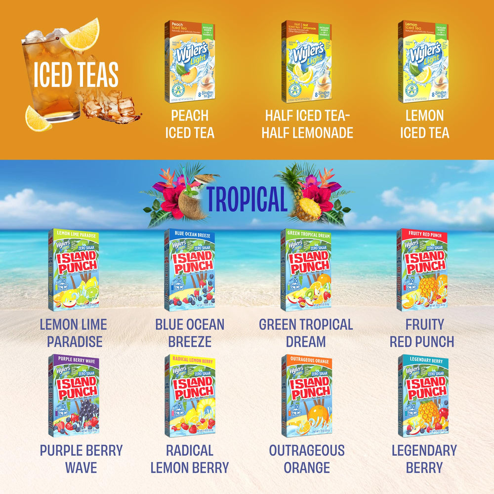 Wyler's Light Fruit Punch packet adds vibrant taste with zero sugar.