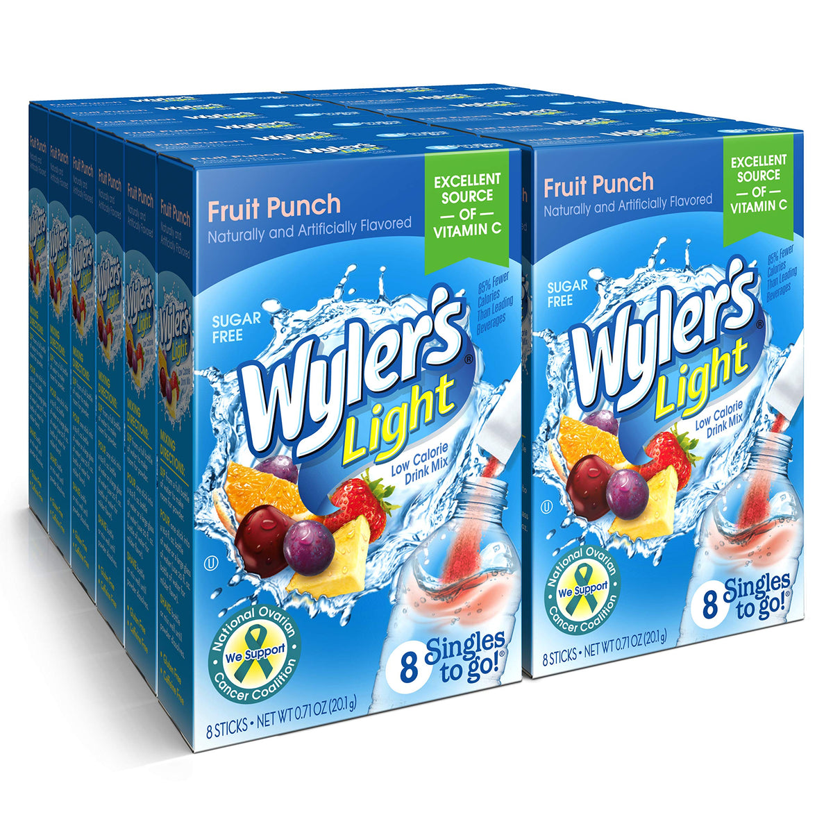 Wyler’s Light Fruit Punch packet being poured into a glass for hydration.