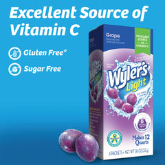 Glass of water with grape Wyler's Light pour and ice.