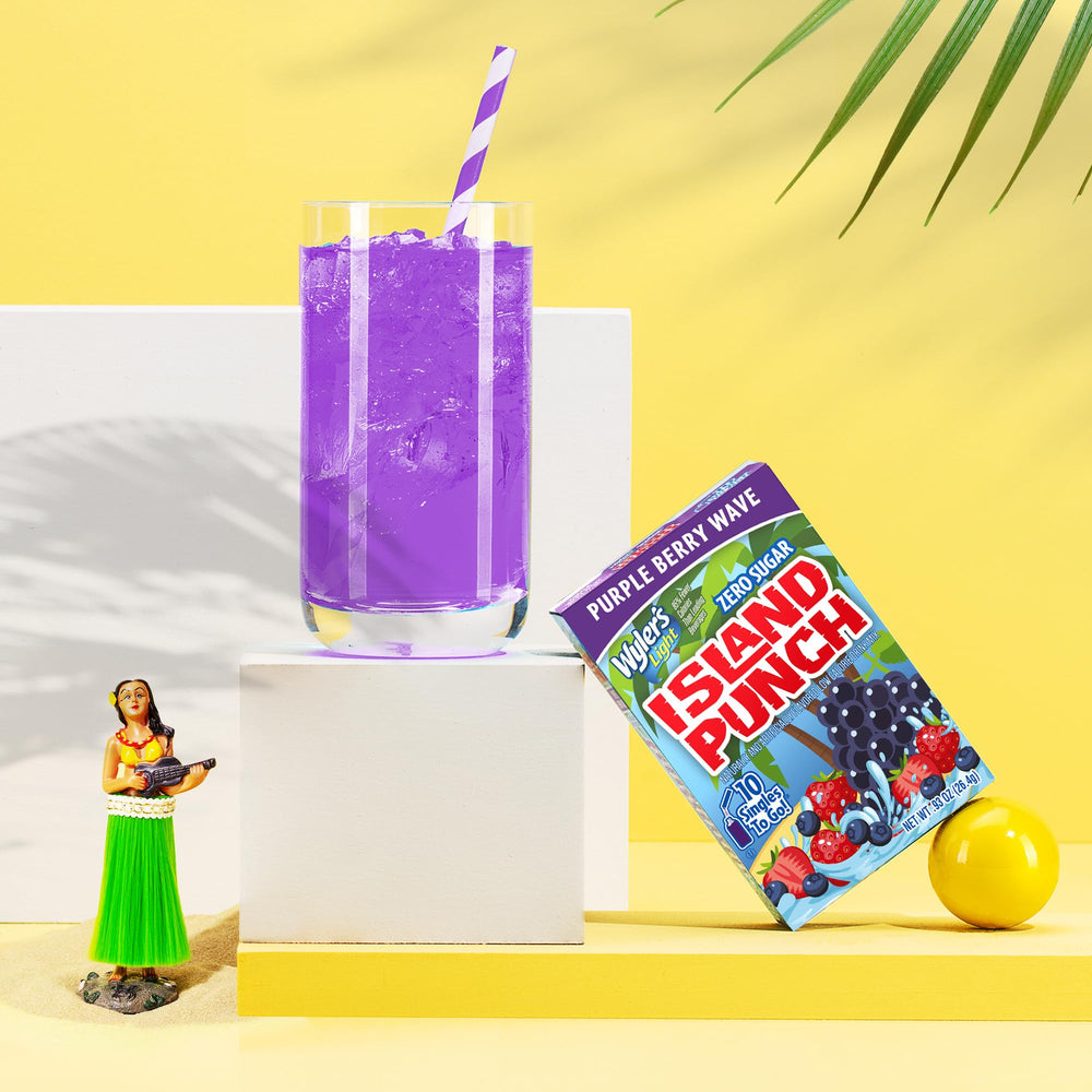 Wyler's Light Island Punch Purple Berry Wave box for travel hydration.