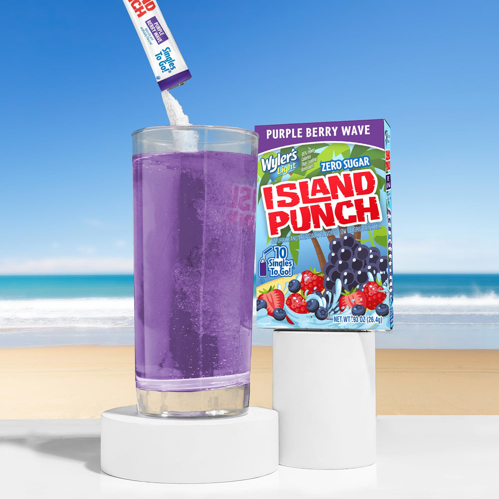 Purple Berry Wave stick stirred to reveal tropical flavor.