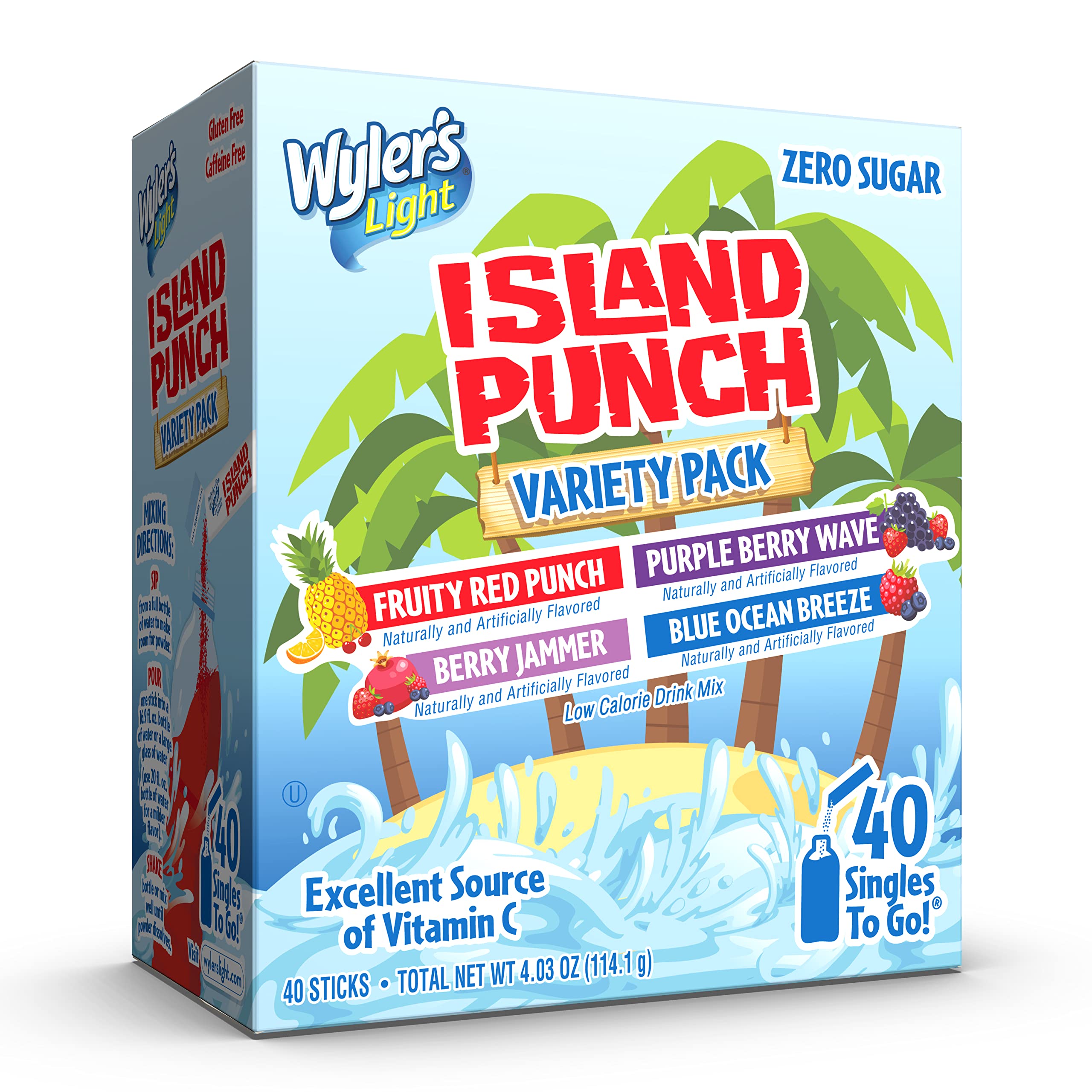 Wyler's Light Island Punch singles to go: convenient box for tropical hydration.