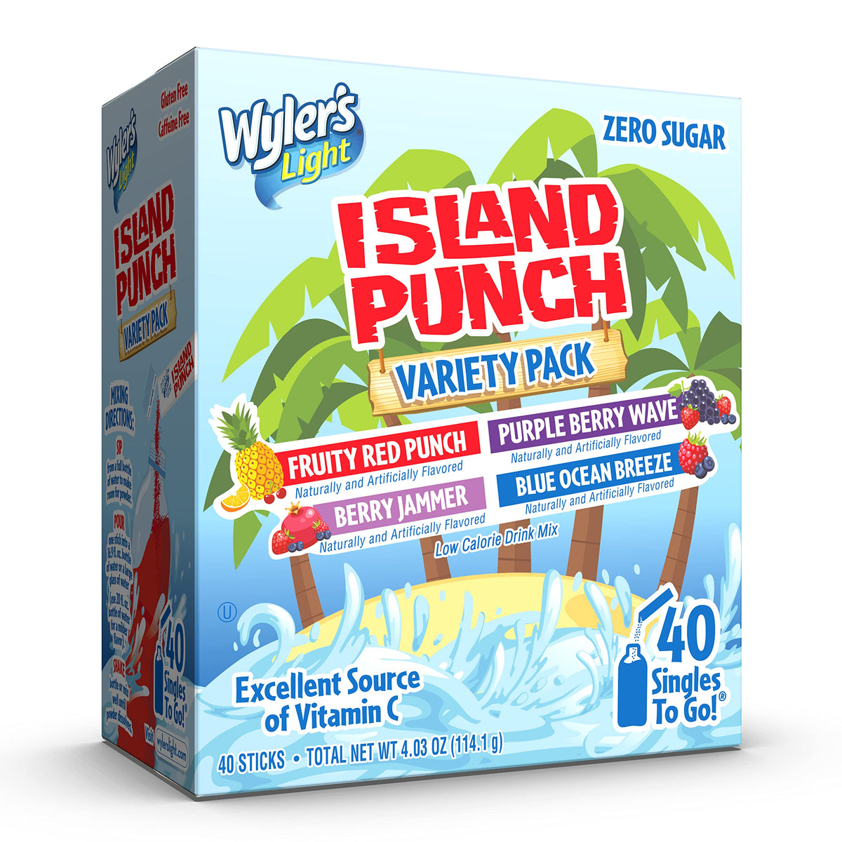 Wyler's Light Island Punch singles to go: convenient box for tropical hydration.