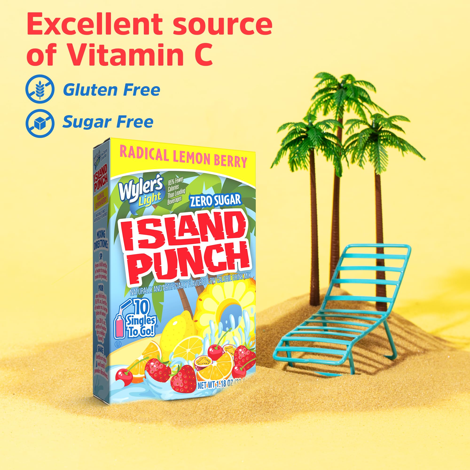 Closeup of Island Punch sticks ready to dissolve in water