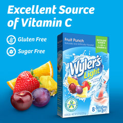 Wyler’s Light fruit punch packet poured into water bottle for quick flavor.