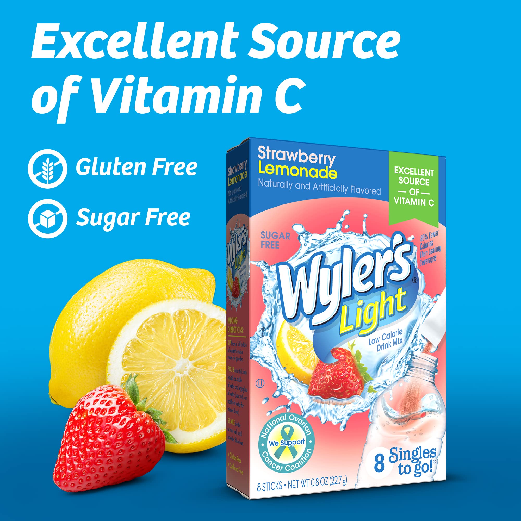 Open packet showing strawberry lemonade flavor of Wyler's Light.