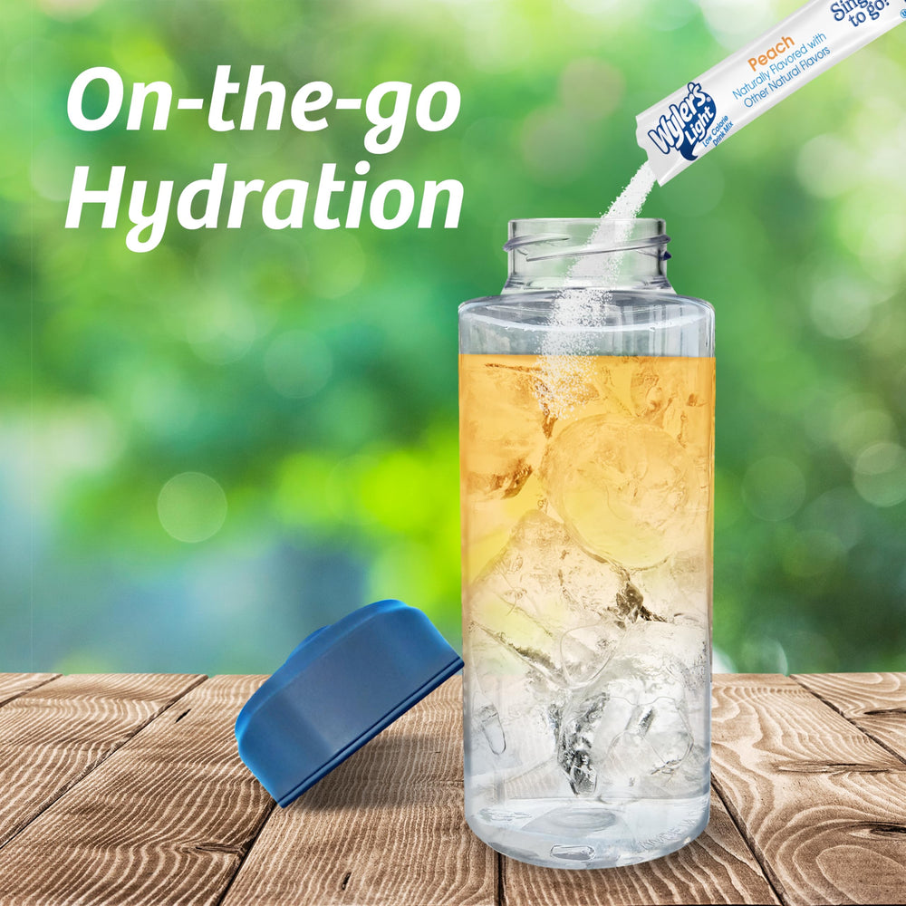 Wyler's Light peach flavor in a gym bag for easy hydration