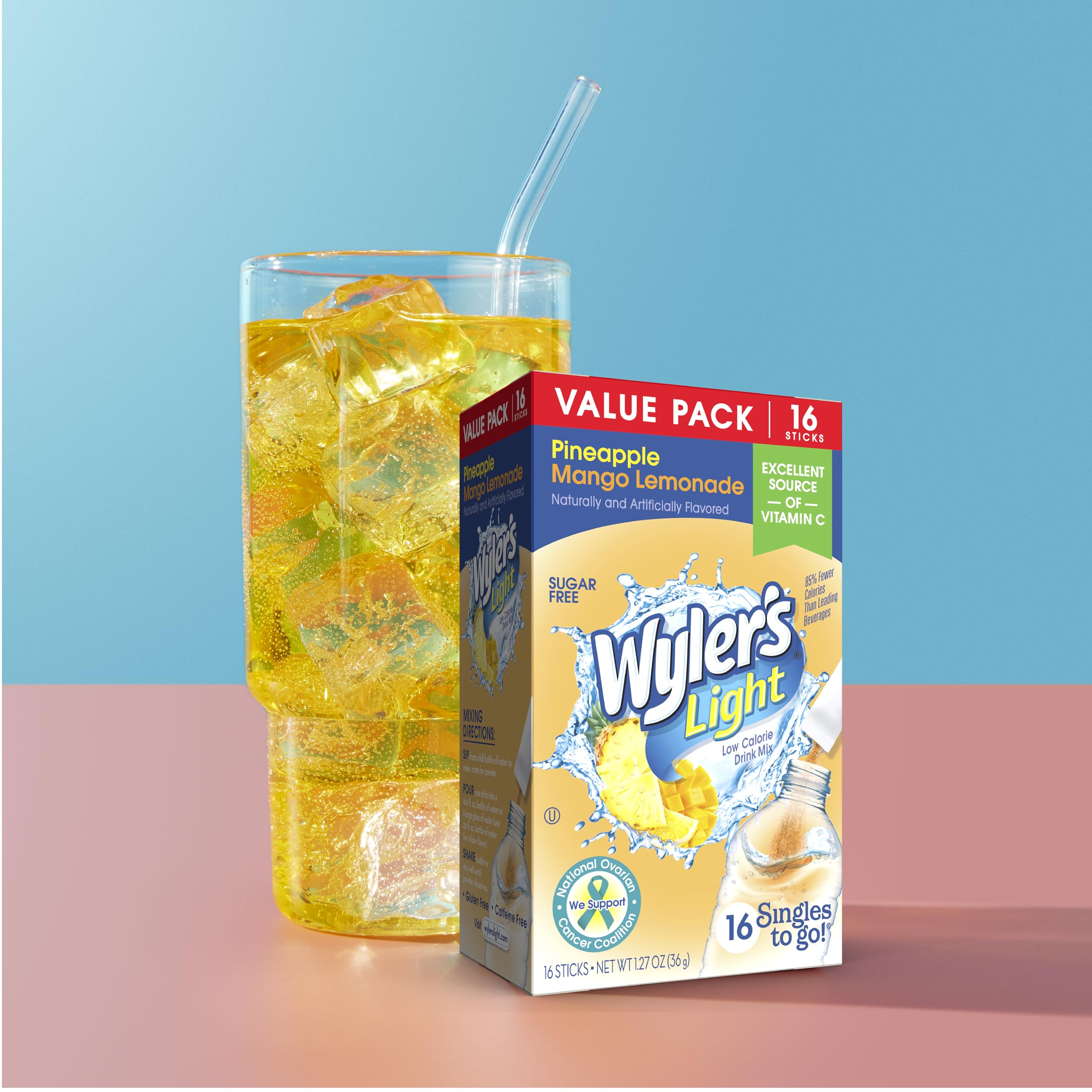 Wyler's Light pineapple mango lemonade packet ready to mix sugar-free.