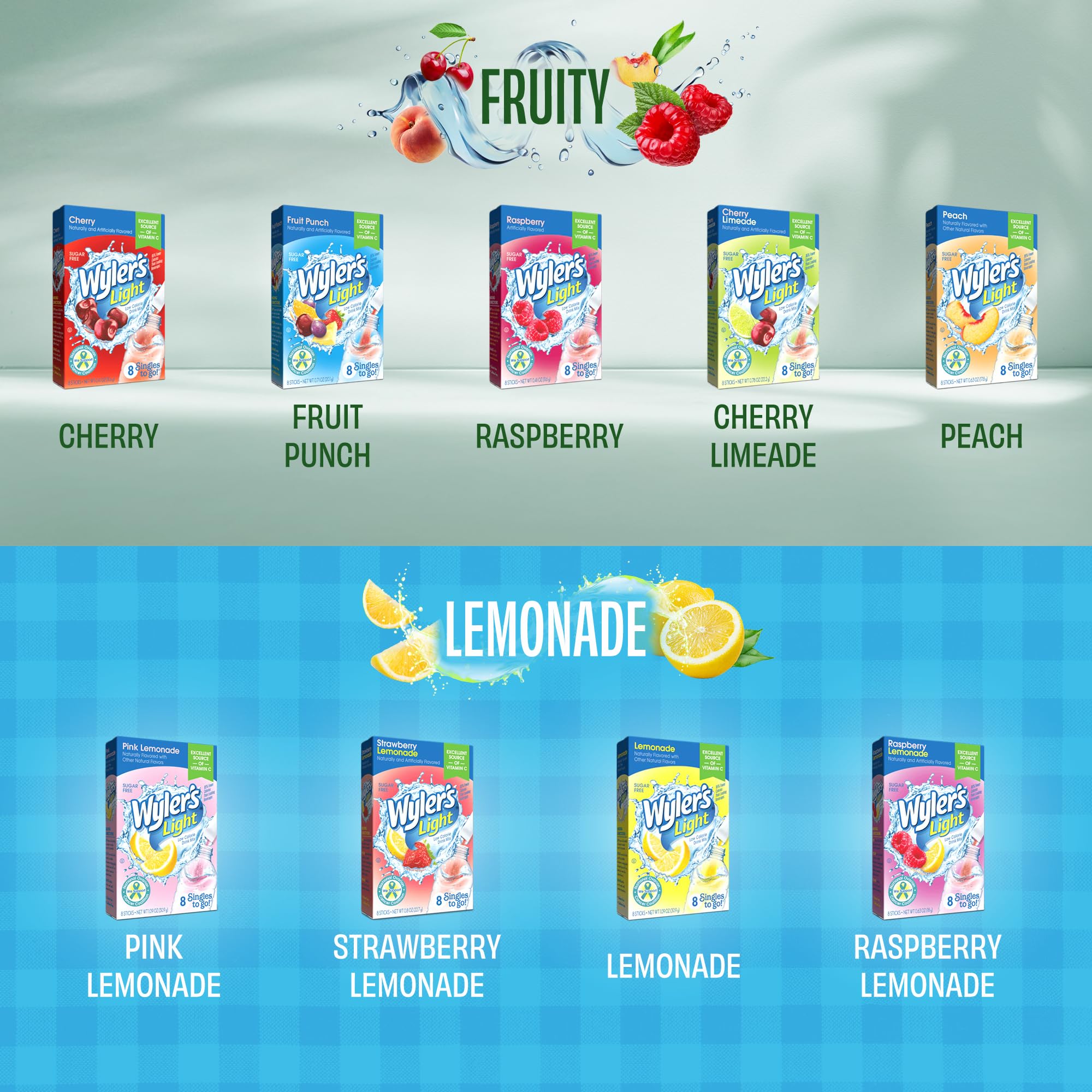 Wyler's Light Pink Lemonade packet ideal for on-the-go flavor.