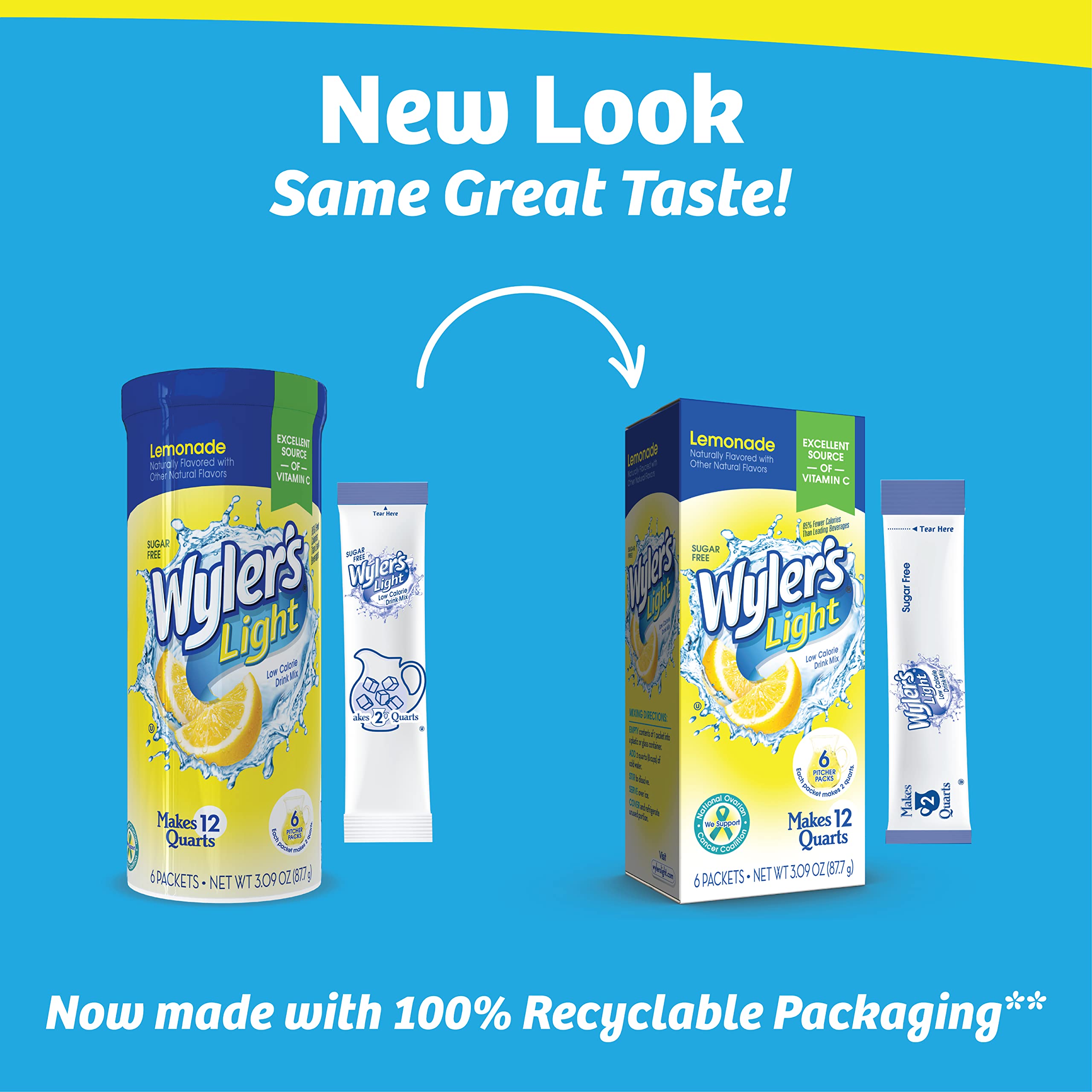 Wyler's Light Pitcher Packs 12 quarts per box illustration.