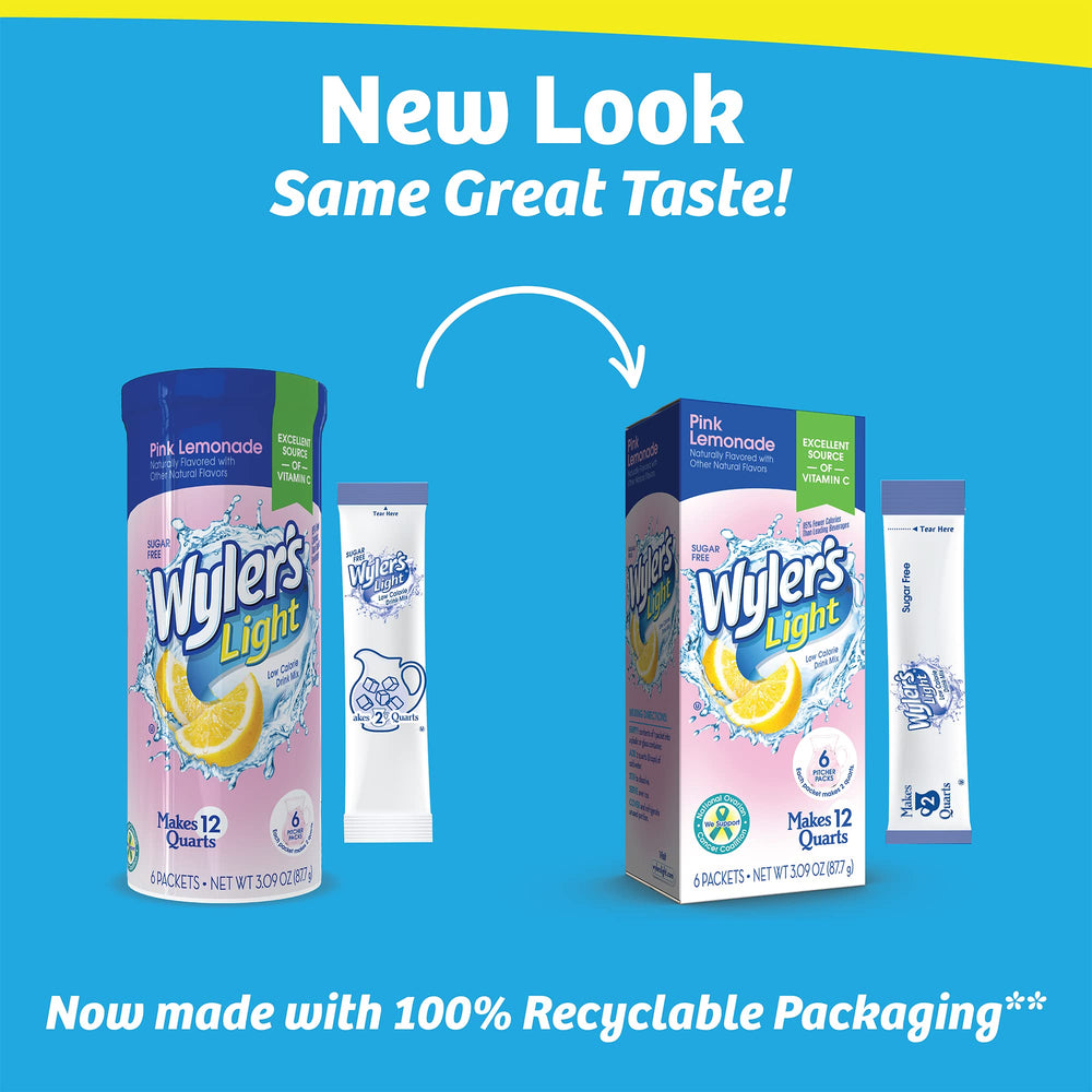 Wyler's Light Pink Lemonade packets ready to mix
