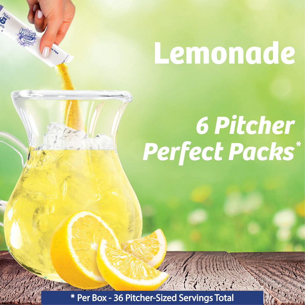 Wyler's Light Pitcher Packs pour and mix image demonstrates quick flavoring.