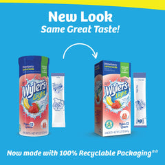 Close-up of glass with Wyler's Light strawberry lemonade, a low-calorie option
