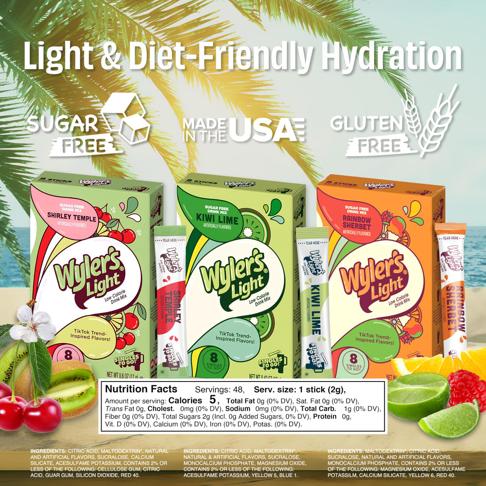 Wyler's Light Shirley Temple packet offering a playful, sugar-free flavor option.