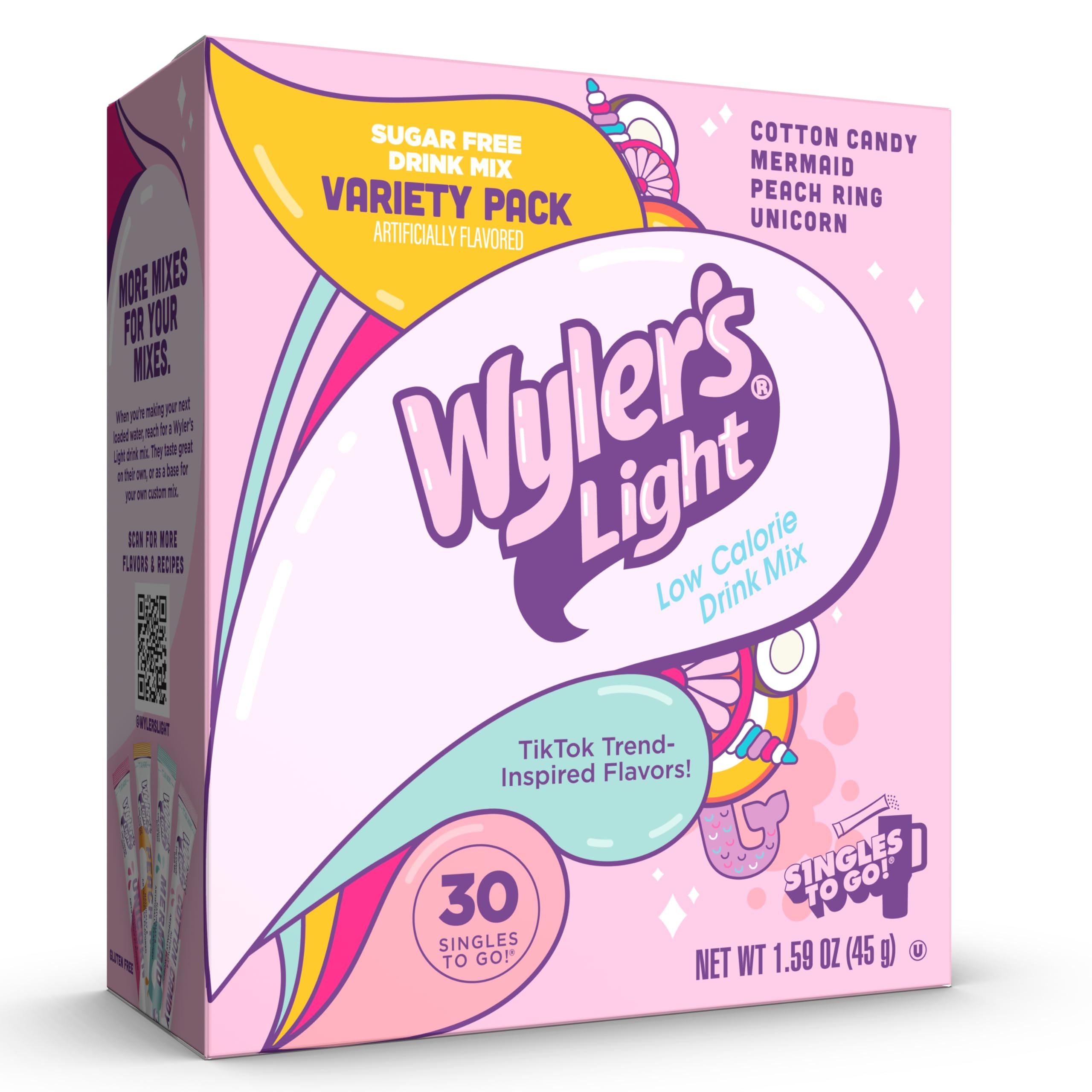 Wyler's Light Singles To Go Cotton Candy stick flavor close-up for on-the-go hydration