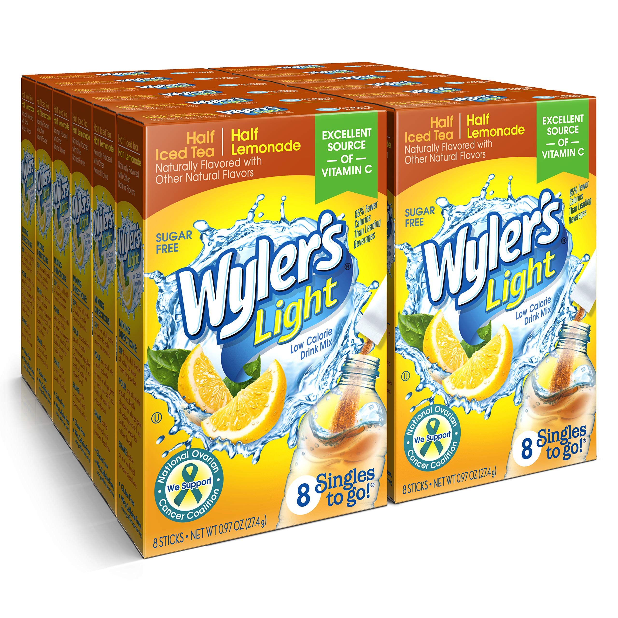 Wyler's Light Half n' Half water enhancer packet being poured for refreshing hydration.