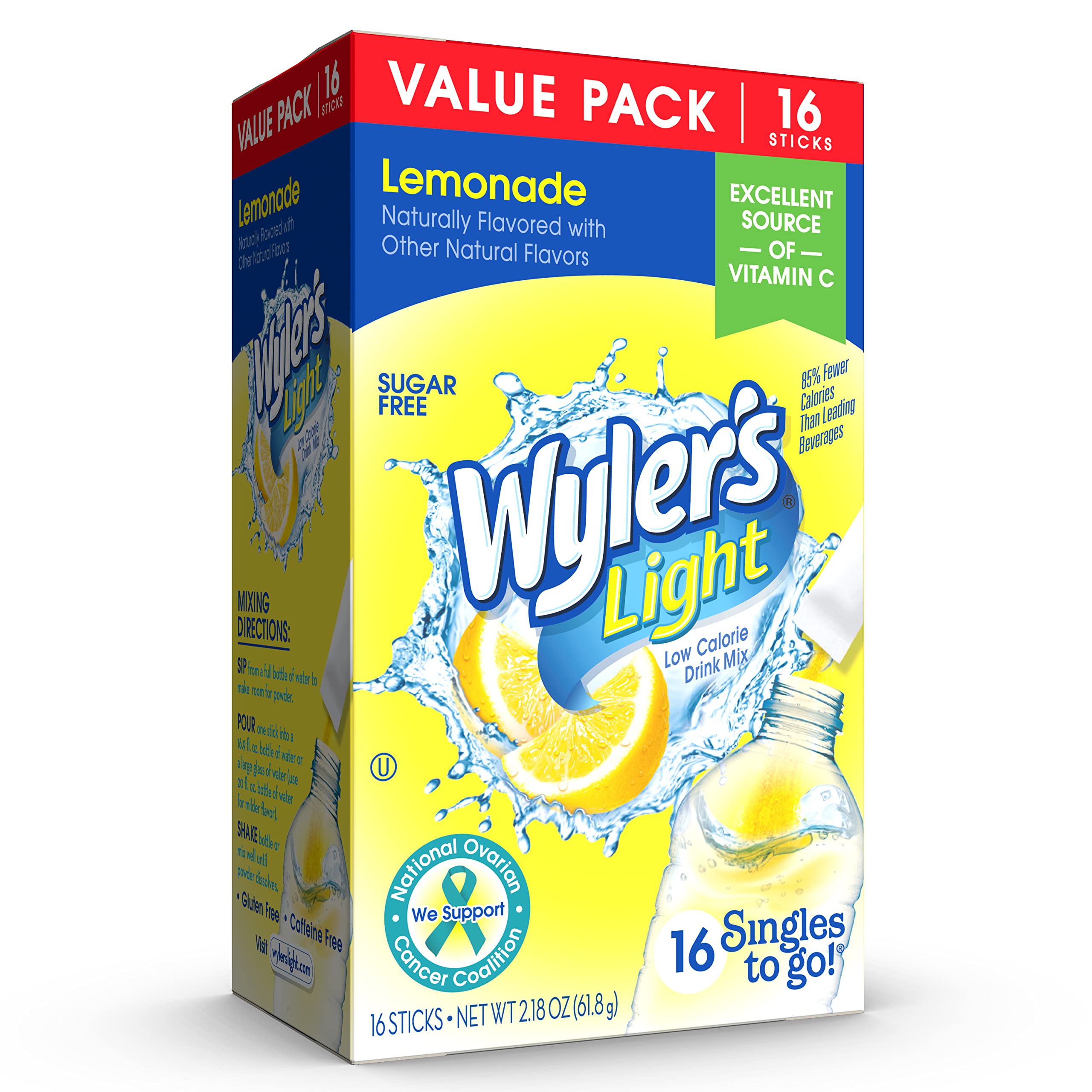 Wyler's Light singles to go packets in a water bottle with flavor boost.
