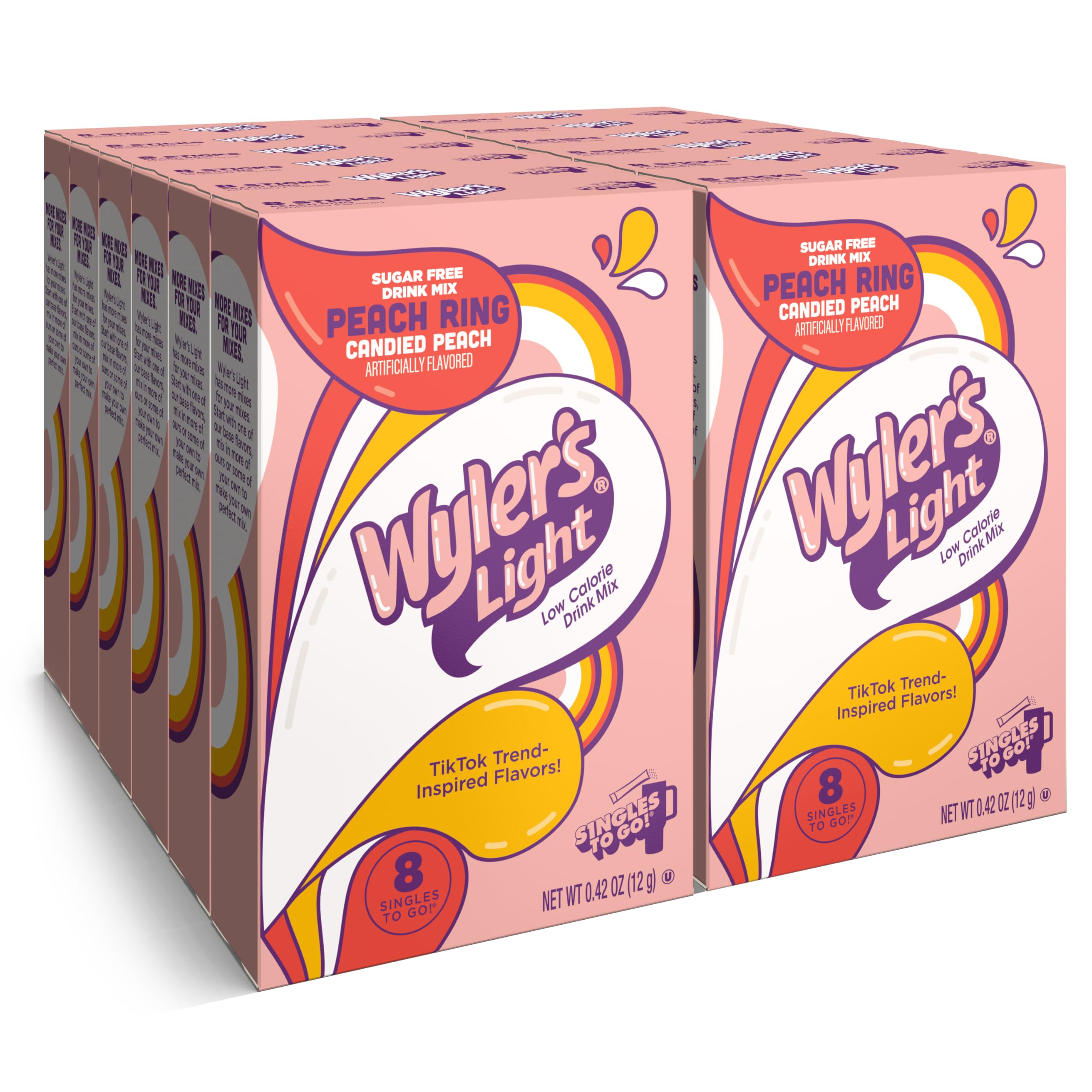 Wyler's Light Singles To Go Peach Ring packet ready to mix.