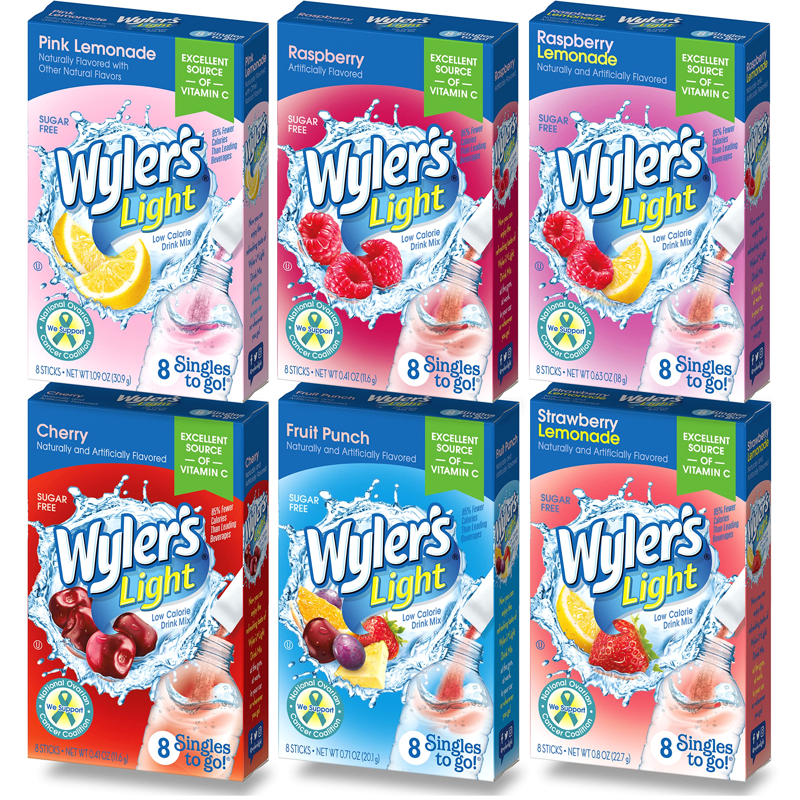 Wyler's Light pink lemonade packet for quick on-the-go hydration.
