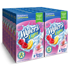 Wyler's Light Raspberry Lemonade packet ready to flavor water for low-calorie refreshment.