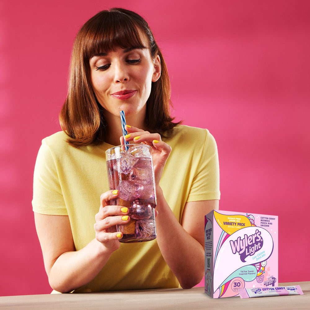Wyler's Light Singles To Go Unicorn flavor stick with colorful packaging