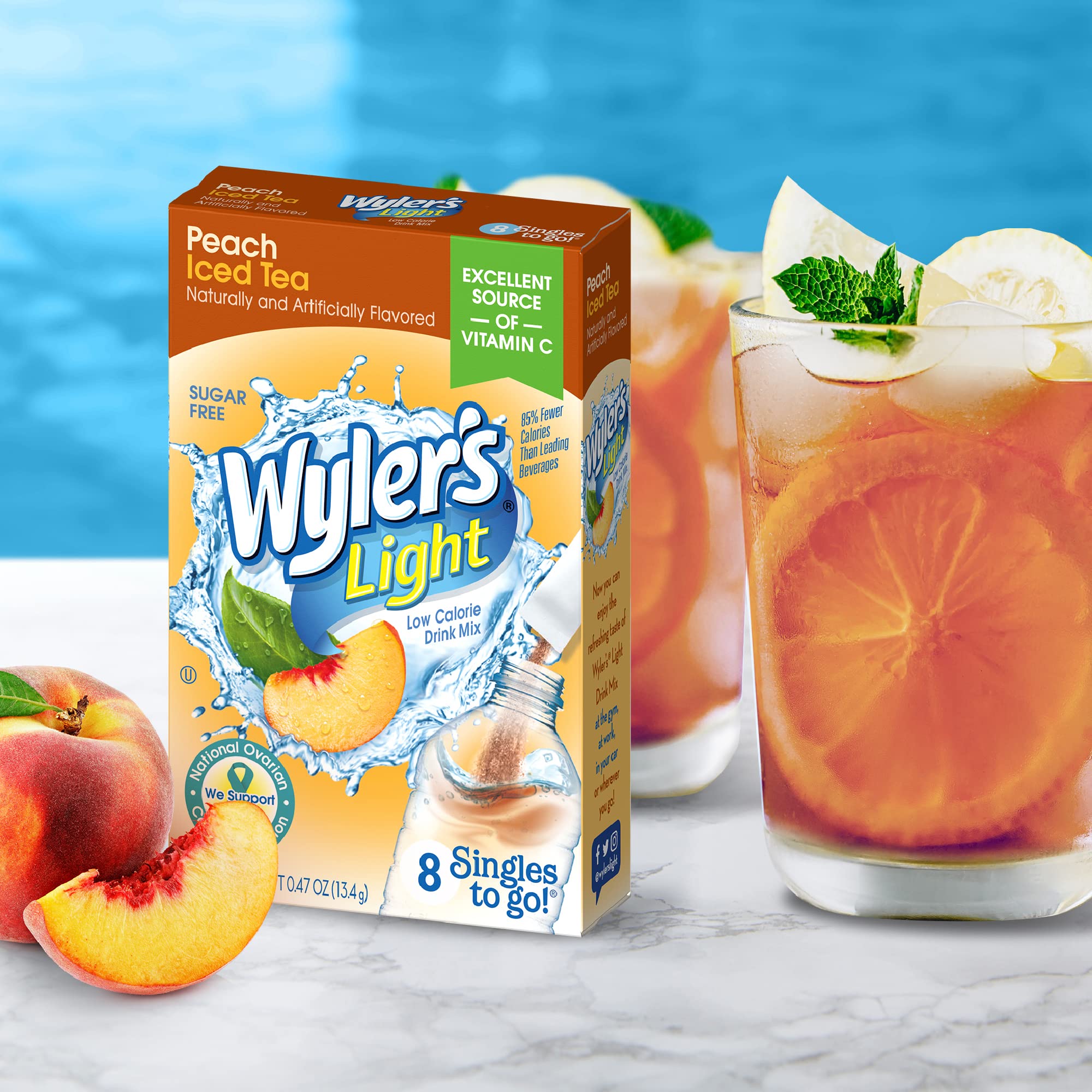 Wyler's Light singles-to-go powder in a water bottle for quick mix.