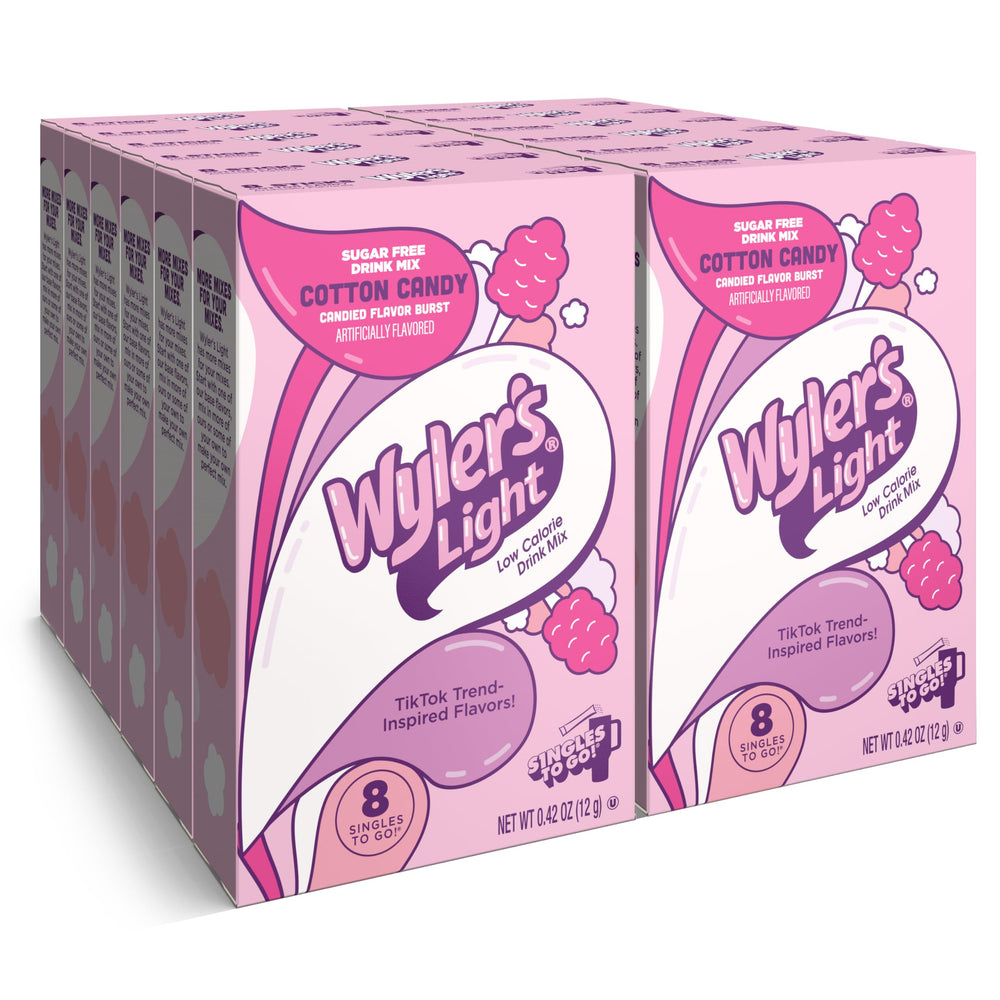 Wyler's Light Watertok Cotton Candy packets in a box for zero-sugar hydration
