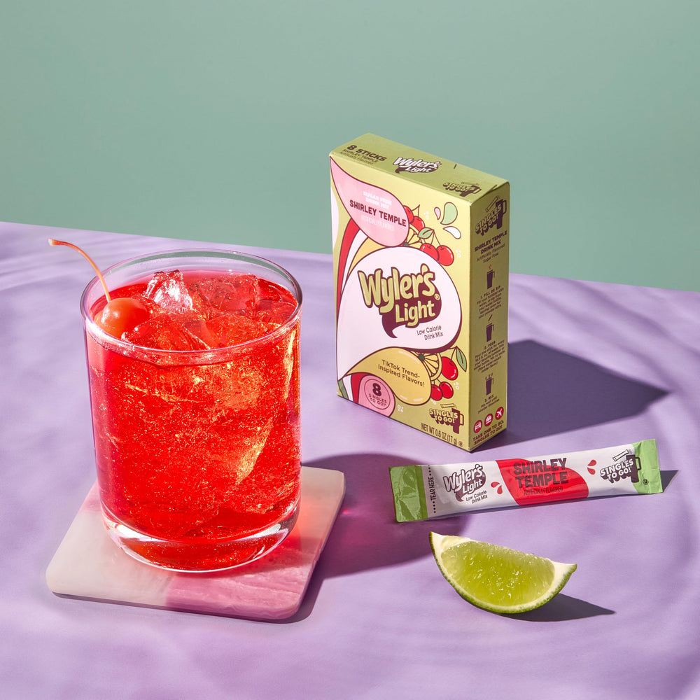 Wyler's Light Watertok Shirley Temple powder adds nostalgic cherry-lime flavor to water
