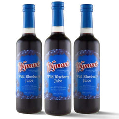 Wyman's Wild Blueberry Juice in a glass bottle for easy pantry storage and pouring.